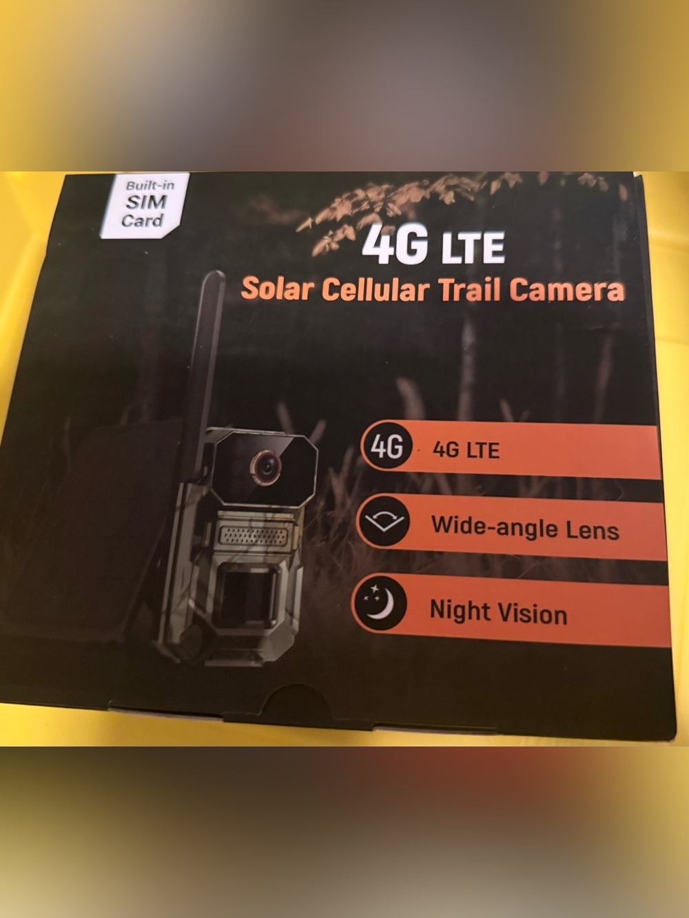 4G LTE Solar Cellular Trail Camera - Black & Orange Packaging